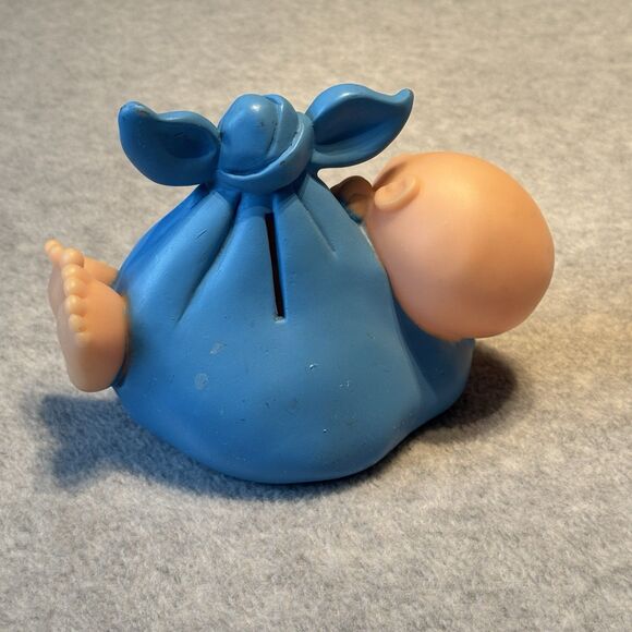 Vintage 1983 Star Power Cabbage Patch Baby Boy in A Blue Blanket Coin Bank - Picture 5 of 8
